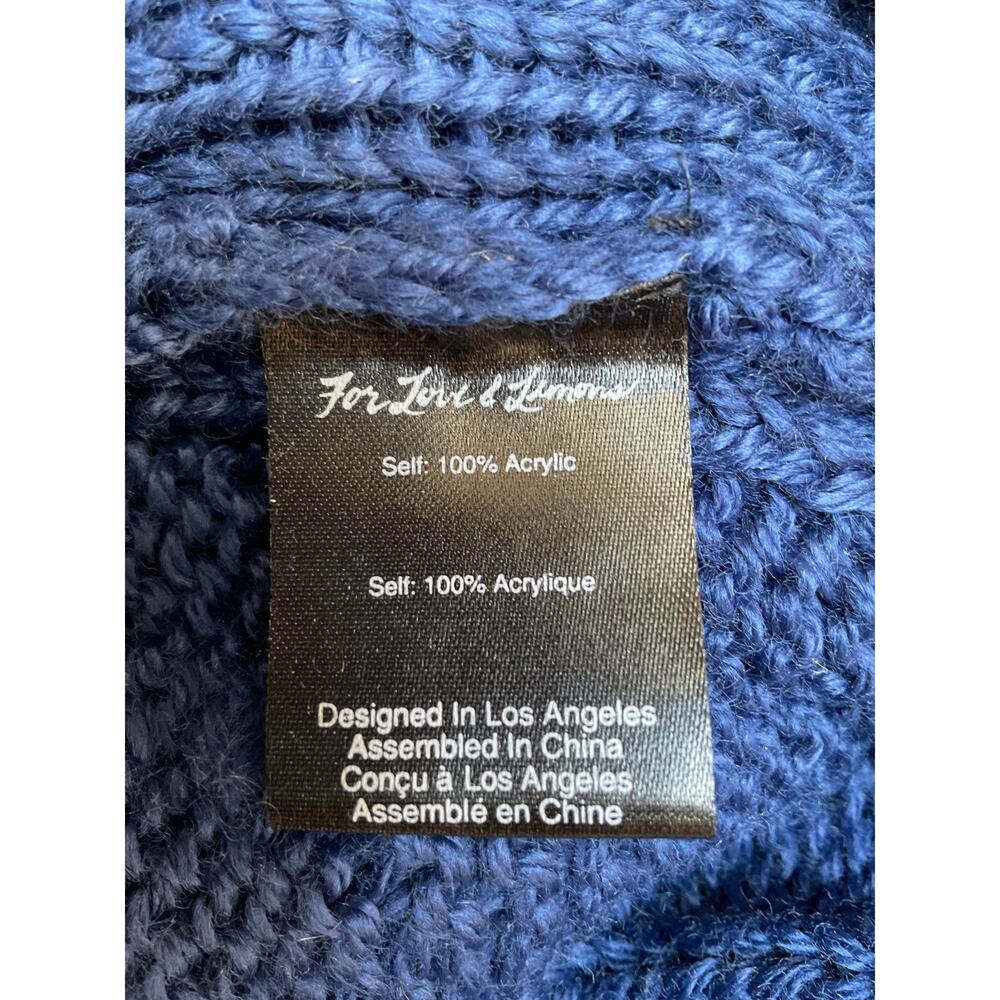 For Love & Lemons Hooded Sweater Dress Womens XS Blue Cobalt Cable Knit Mini - Picture 4 of 4